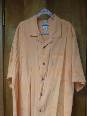 Columbia Sportswear River Lodge Orange on Orange Fish Print SS Shirt size XXL